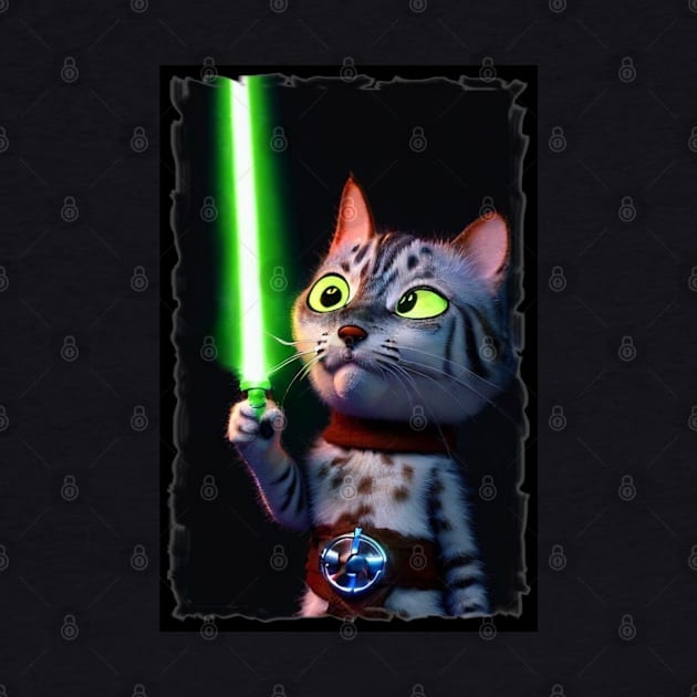 Fun Cat Print ~ AI Art ~ Fantasy Cat ~ Sci-fi Cat ~ Cats with Lightsabers by catsnlightsabres